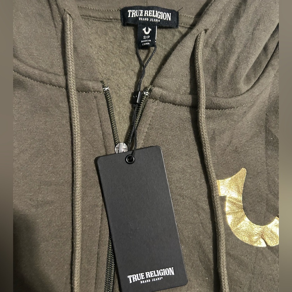 True Religion Olive Green Zip Up Hoodie - Picture 4 of 4